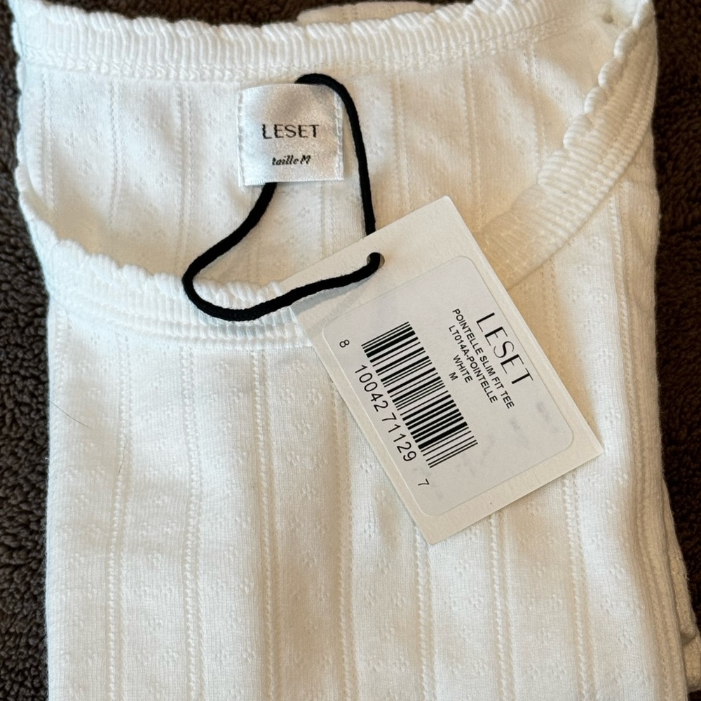 Leset White Women's Pointelle T-Shirt